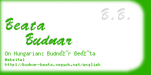 beata budnar business card